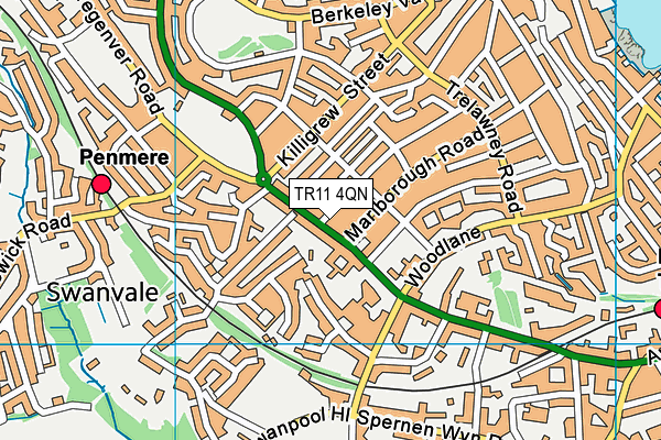 TR11 4QN map - OS VectorMap District (Ordnance Survey)
