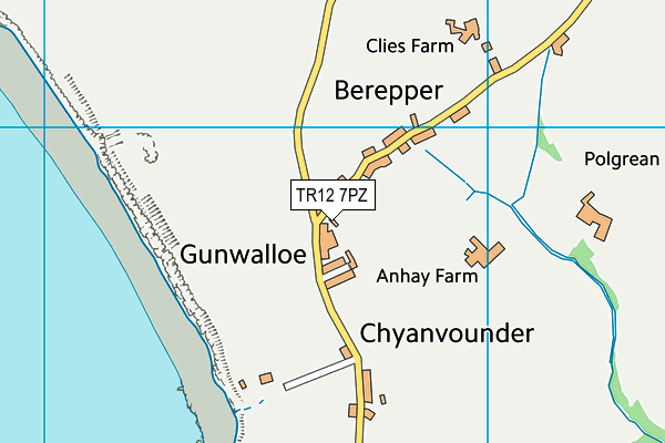 TR12 7PZ map - OS VectorMap District (Ordnance Survey) TR12 7PZ map - OS VectorMap District (Ordnance Survey)