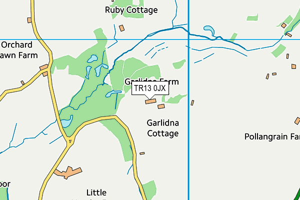 TR13 0JX map - OS VectorMap District (Ordnance Survey) TR13 0JX map - OS VectorMap District (Ordnance Survey)