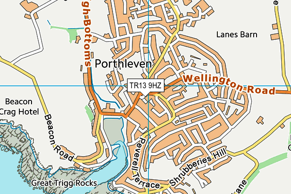 TR13 9HZ map - OS VectorMap District (Ordnance Survey)