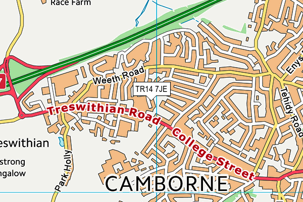 TR14 7JE map - OS VectorMap District (Ordnance Survey) TR14 7JE map - OS VectorMap District (Ordnance Survey)