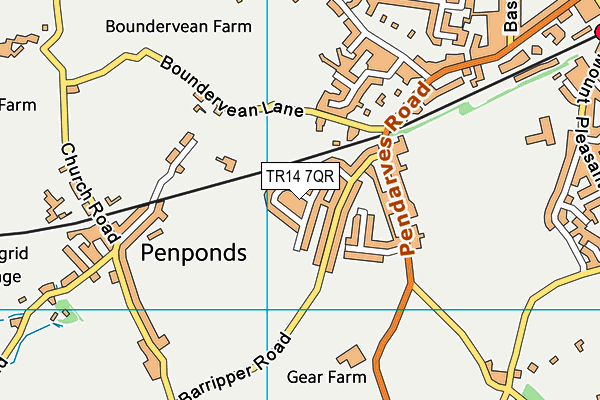 TR14 7QR map - OS VectorMap District (Ordnance Survey) TR14 7QR map - OS VectorMap District (Ordnance Survey)