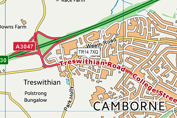 TR14 7XQ map - OS VectorMap District (Ordnance Survey) TR14 7XQ map - OS VectorMap District (Ordnance Survey)