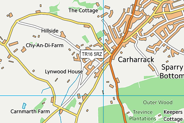 TR16 5RZ map - OS VectorMap District (Ordnance Survey) TR16 5RZ map - OS VectorMap District (Ordnance Survey)