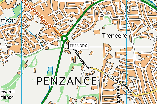 TR18 3DX map - OS VectorMap District (Ordnance Survey) TR18 3DX map - OS VectorMap District (Ordnance Survey)