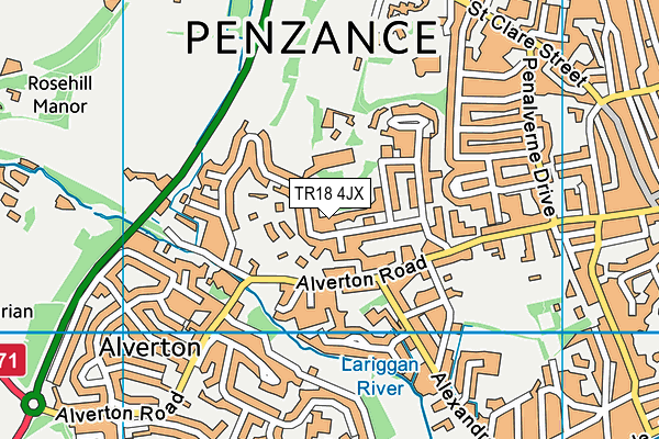 TR18 4JX map - OS VectorMap District (Ordnance Survey) TR18 4JX map - OS VectorMap District (Ordnance Survey)