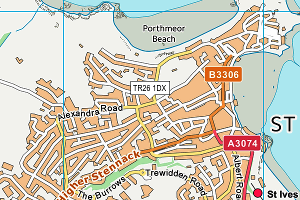 TR26 1DX map - OS VectorMap District (Ordnance Survey) TR26 1DX map - OS VectorMap District (Ordnance Survey)