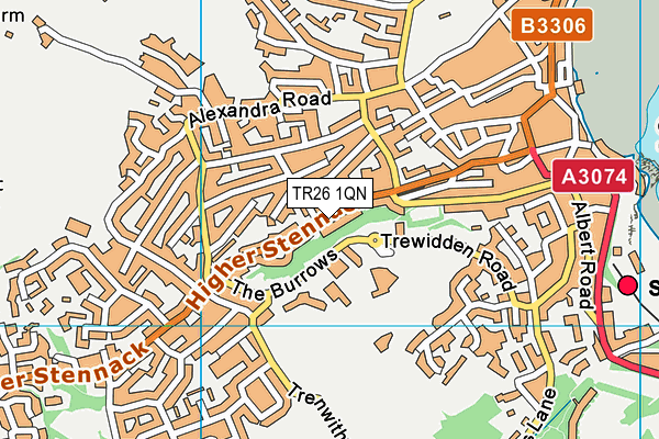 TR26 1QN map - OS VectorMap District (Ordnance Survey) TR26 1QN map - OS VectorMap District (Ordnance Survey)