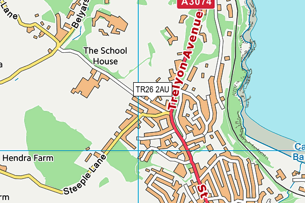 TR26 2AU map - OS VectorMap District (Ordnance Survey)