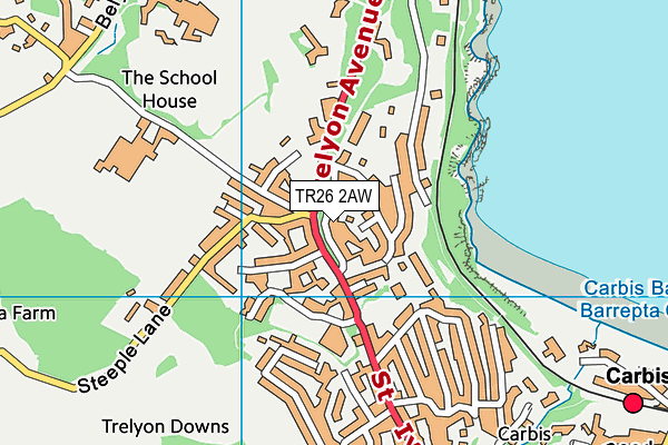 TR26 2AW map - OS VectorMap District (Ordnance Survey) TR26 2AW map - OS VectorMap District (Ordnance Survey)