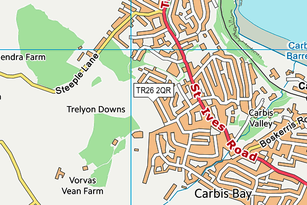 TR26 2QR map - OS VectorMap District (Ordnance Survey) TR26 2QR map - OS VectorMap District (Ordnance Survey)