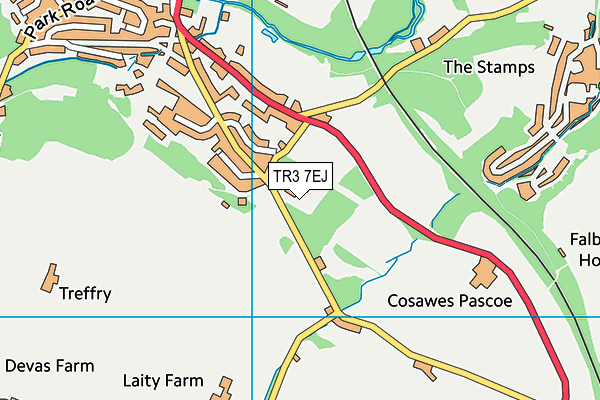 TR3 7EJ map - OS VectorMap District (Ordnance Survey) TR3 7EJ map - OS VectorMap District (Ordnance Survey)