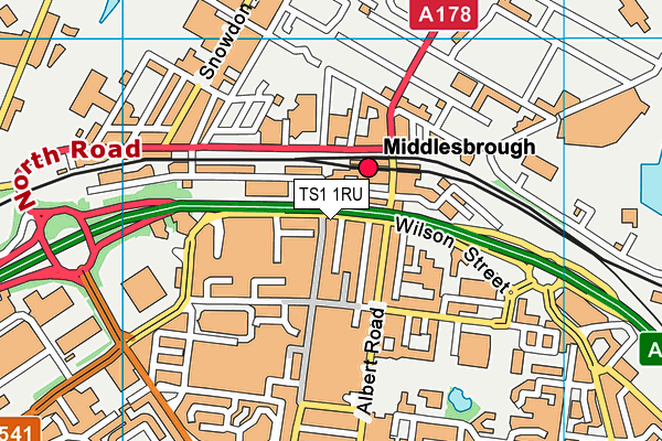 TS1 1RU map - OS VectorMap District (Ordnance Survey) TS1 1RU map - OS VectorMap District (Ordnance Survey)