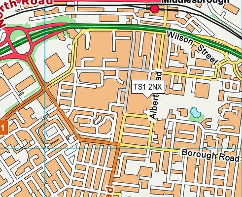 TS1 2NX map - OS VectorMap District (Ordnance Survey) TS1 2NX map - OS VectorMap District (Ordnance Survey)