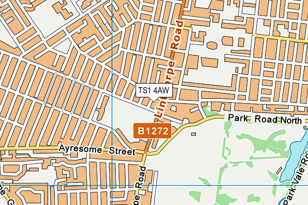 TS1 4AW map - OS VectorMap District (Ordnance Survey) TS1 4AW map - OS VectorMap District (Ordnance Survey)