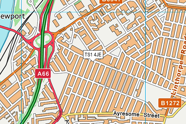 TS1 4JE map - OS VectorMap District (Ordnance Survey) TS1 4JE map - OS VectorMap District (Ordnance Survey)