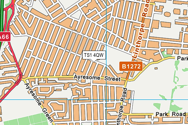 TS1 4QW map - OS VectorMap District (Ordnance Survey) TS1 4QW map - OS VectorMap District (Ordnance Survey)