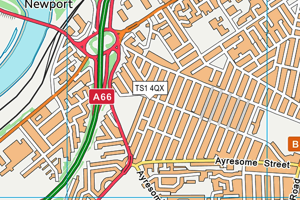 TS1 4QX map - OS VectorMap District (Ordnance Survey) TS1 4QX map - OS VectorMap District (Ordnance Survey)