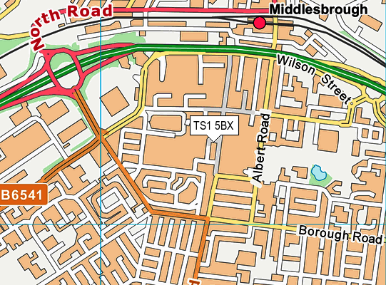 TS1 5BX map - OS VectorMap District (Ordnance Survey) TS1 5BX map - OS VectorMap District (Ordnance Survey)
