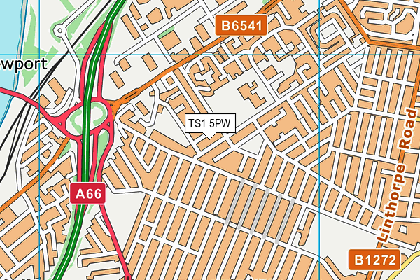 TS1 5PW map - OS VectorMap District (Ordnance Survey) TS1 5PW map - OS VectorMap District (Ordnance Survey)