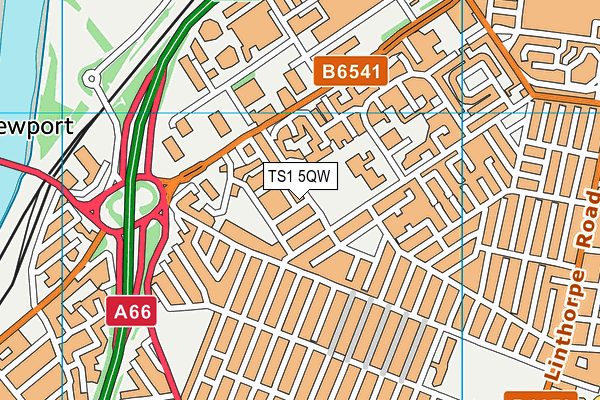 TS1 5QW map - OS VectorMap District (Ordnance Survey) TS1 5QW map - OS VectorMap District (Ordnance Survey)