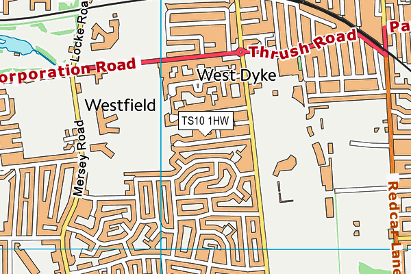 TS10 1HW map - OS VectorMap District (Ordnance Survey) TS10 1HW map - OS VectorMap District (Ordnance Survey)