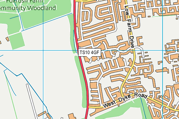 TS10 4GF map - OS VectorMap District (Ordnance Survey) TS10 4GF map - OS VectorMap District (Ordnance Survey)