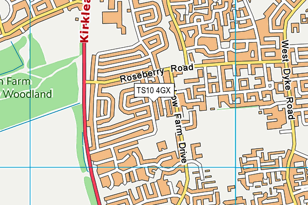 TS10 4GX map - OS VectorMap District (Ordnance Survey) TS10 4GX map - OS VectorMap District (Ordnance Survey)
