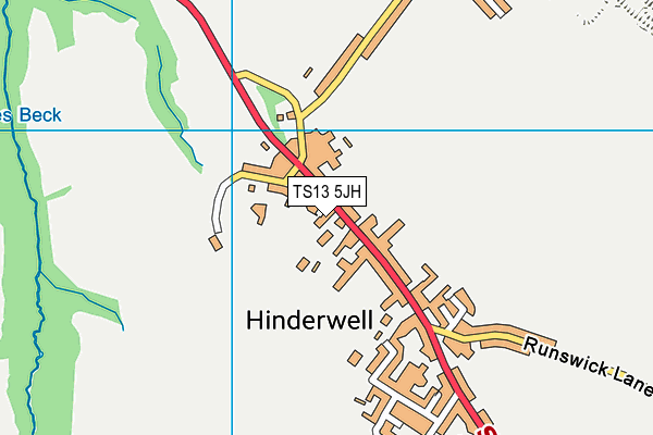 TS13 5JH map - OS VectorMap District (Ordnance Survey)