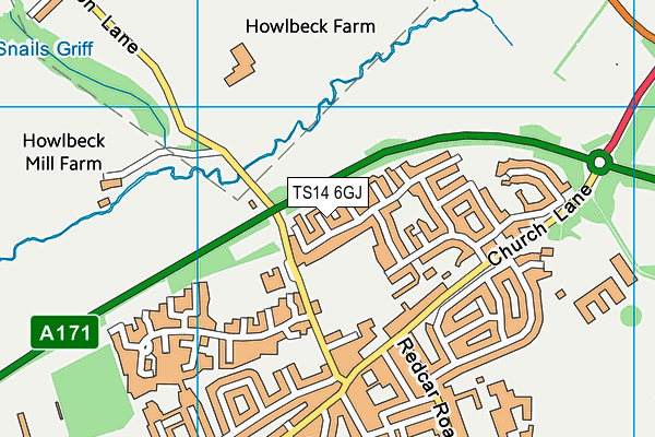 TS14 6GJ map - OS VectorMap District (Ordnance Survey) TS14 6GJ map - OS VectorMap District (Ordnance Survey)