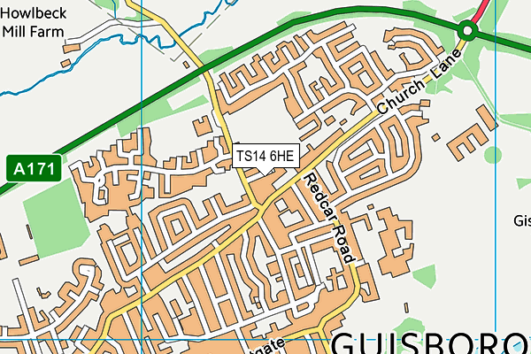 TS14 6HE map - OS VectorMap District (Ordnance Survey) TS14 6HE map - OS VectorMap District (Ordnance Survey)