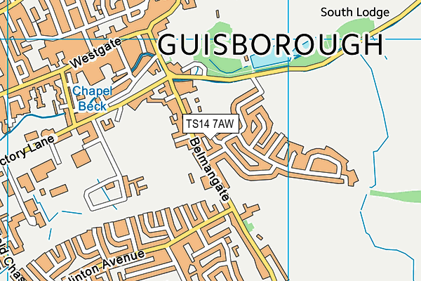 TS14 7AW map - OS VectorMap District (Ordnance Survey)