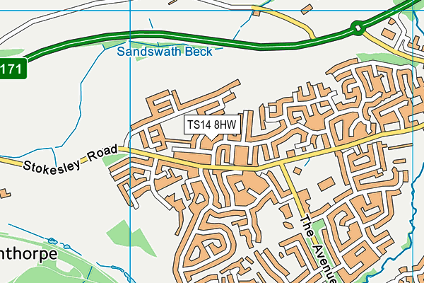 TS14 8HW map - OS VectorMap District (Ordnance Survey) TS14 8HW map - OS VectorMap District (Ordnance Survey)