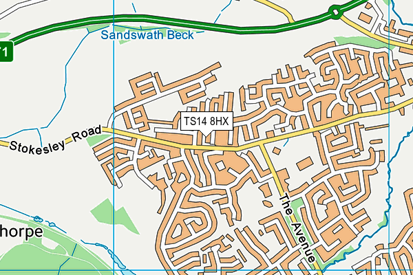 TS14 8HX map - OS VectorMap District (Ordnance Survey) TS14 8HX map - OS VectorMap District (Ordnance Survey)