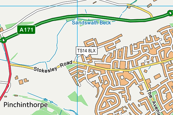 TS14 8LX map - OS VectorMap District (Ordnance Survey) TS14 8LX map - OS VectorMap District (Ordnance Survey)