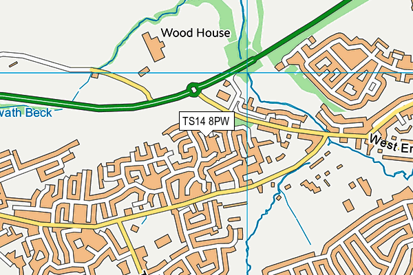 TS14 8PW map - OS VectorMap District (Ordnance Survey) TS14 8PW map - OS VectorMap District (Ordnance Survey)
