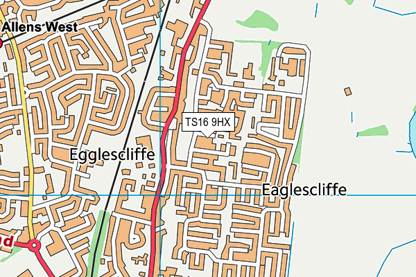 TS16 9HX map - OS VectorMap District (Ordnance Survey) TS16 9HX map - OS VectorMap District (Ordnance Survey)