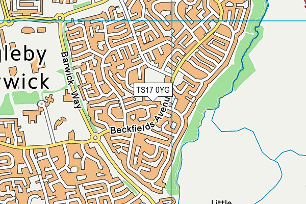 TS17 0YG map - OS VectorMap District (Ordnance Survey) TS17 0YG map - OS VectorMap District (Ordnance Survey)