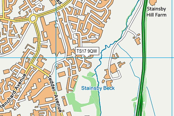 TS17 9QW map - OS VectorMap District (Ordnance Survey) TS17 9QW map - OS VectorMap District (Ordnance Survey)
