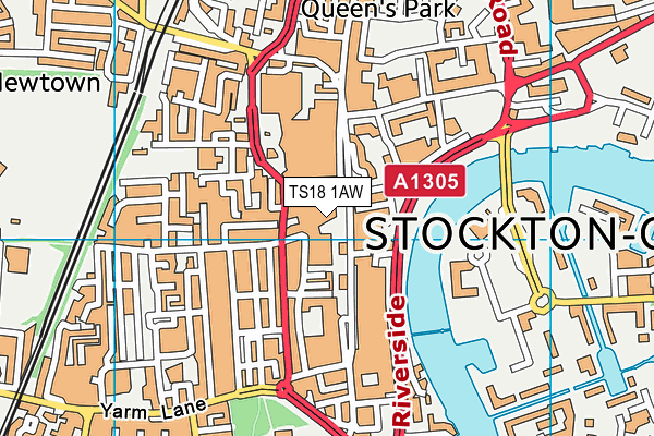 TS18 1AW map - OS VectorMap District (Ordnance Survey) TS18 1AW map - OS VectorMap District (Ordnance Survey)