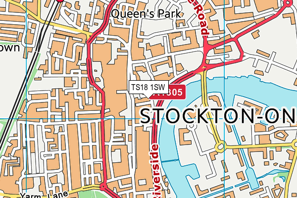TS18 1SW map - OS VectorMap District (Ordnance Survey) TS18 1SW map - OS VectorMap District (Ordnance Survey)