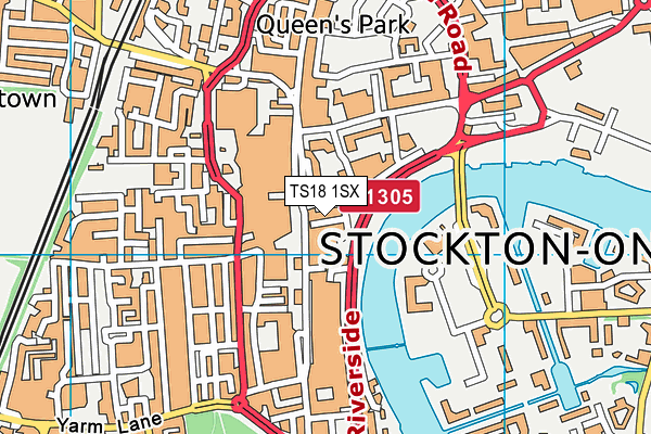 TS18 1SX map - OS VectorMap District (Ordnance Survey)