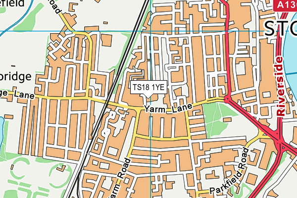 TS18 1YE map - OS VectorMap District (Ordnance Survey) TS18 1YE map - OS VectorMap District (Ordnance Survey)