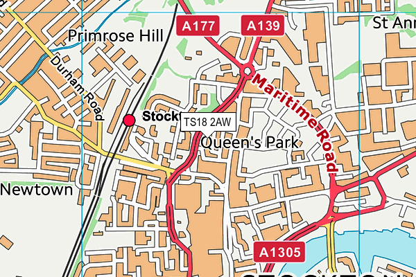 TS18 2AW map - OS VectorMap District (Ordnance Survey) TS18 2AW map - OS VectorMap District (Ordnance Survey)