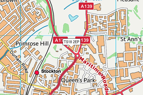TS18 2EP map - OS VectorMap District (Ordnance Survey) TS18 2EP map - OS VectorMap District (Ordnance Survey)