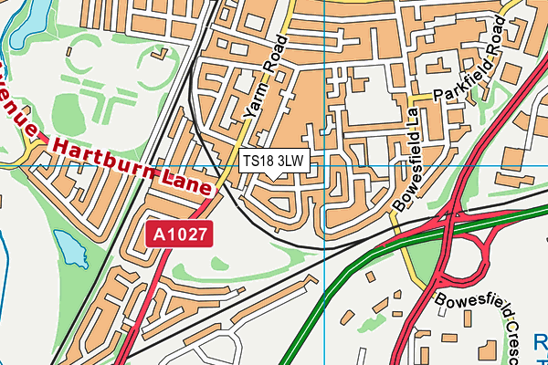 TS18 3LW map - OS VectorMap District (Ordnance Survey) TS18 3LW map - OS VectorMap District (Ordnance Survey)