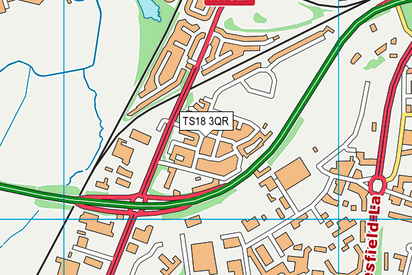 TS18 3QR map - OS VectorMap District (Ordnance Survey) TS18 3QR map - OS VectorMap District (Ordnance Survey)