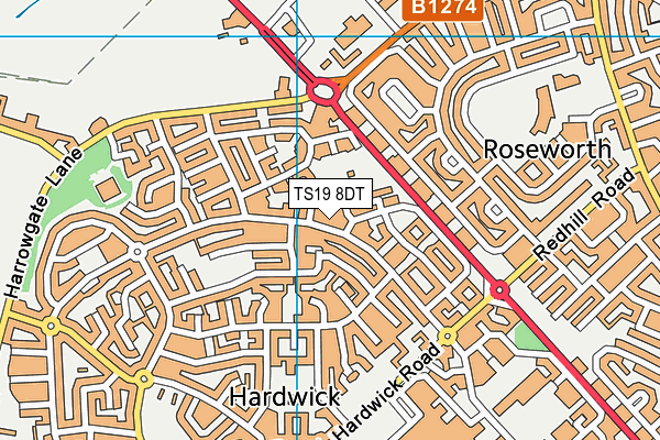 TS19 8DT map - OS VectorMap District (Ordnance Survey) TS19 8DT map - OS VectorMap District (Ordnance Survey)