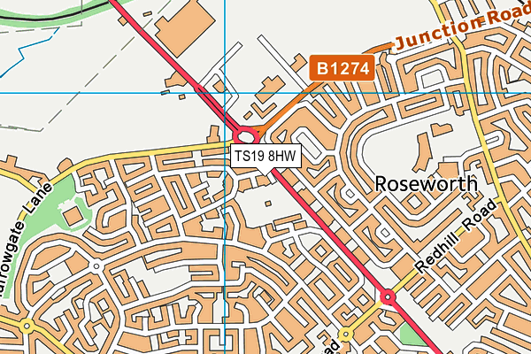 TS19 8HW map - OS VectorMap District (Ordnance Survey) TS19 8HW map - OS VectorMap District (Ordnance Survey)