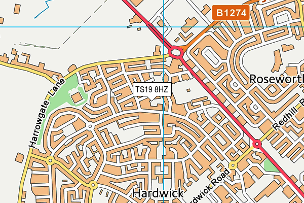 TS19 8HZ map - OS VectorMap District (Ordnance Survey) TS19 8HZ map - OS VectorMap District (Ordnance Survey)